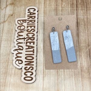 Handmade Gray Marble Dangle Earrings